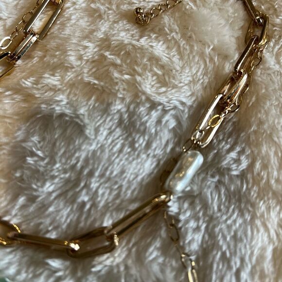 NEW NORDSTROM Oval Freshwater Pearl Link & Bead 2-Layer Necklace - Picture 6 of 9